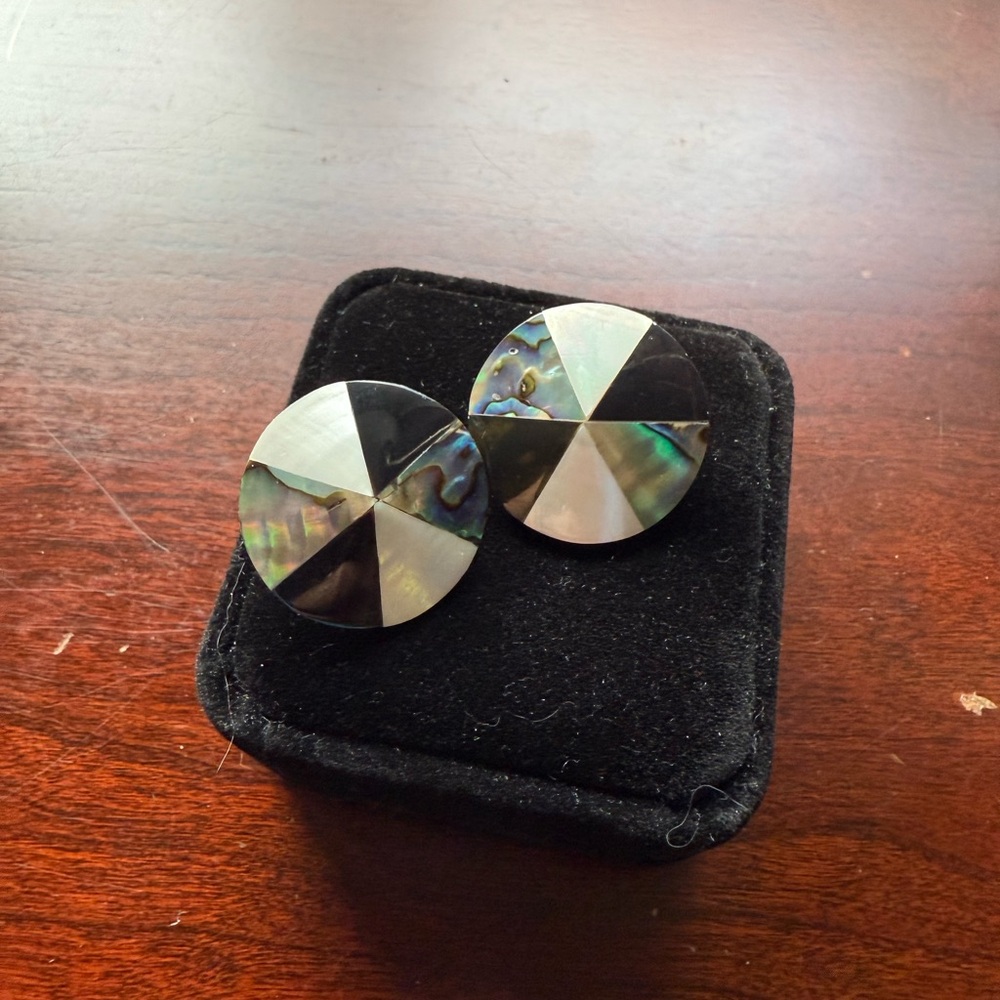 Unique Geometric Abalone Shell Earrings
